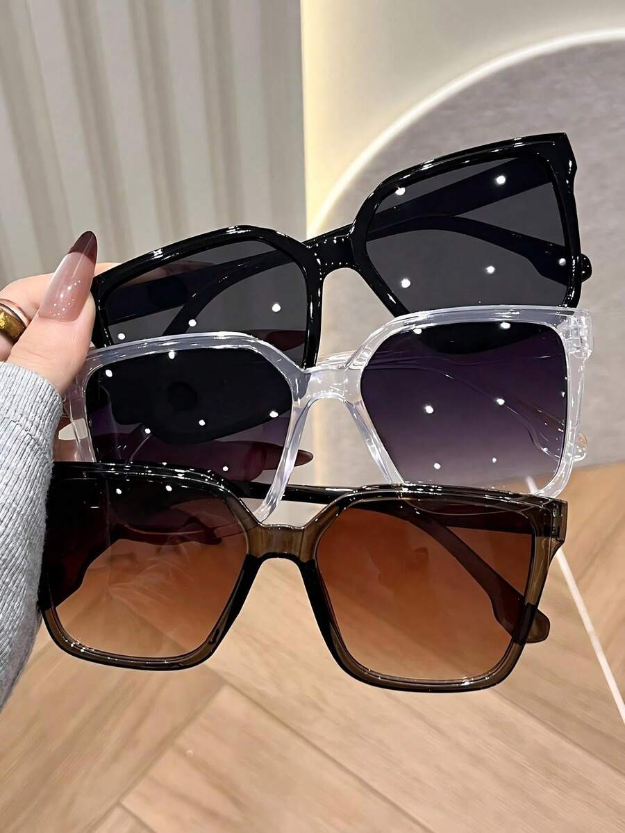 Travel Accessories For Women - 3pcs Geometric Plastic Square Sunglasses For