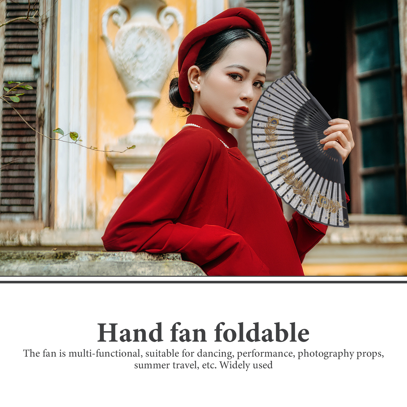 Travel Accessories For Women - Vintage Folding Peacock Plume Pattern Hand