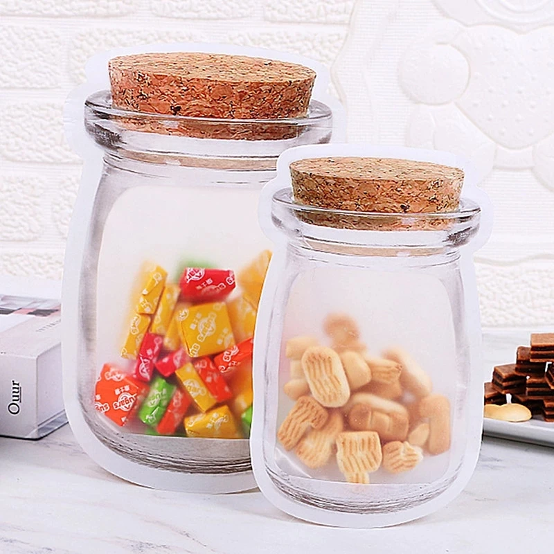 Travel Ziplock Bags - Imitation Wood Mason Jar Bottle Ziplock