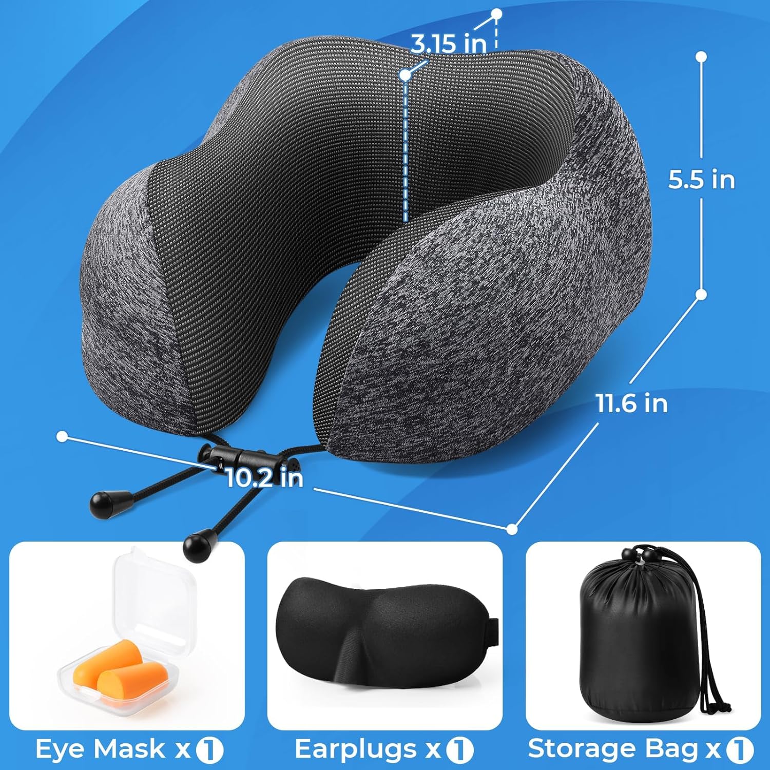 Travel Pillow Set with Memory  - Earplug Set Foam ulasan dan harga