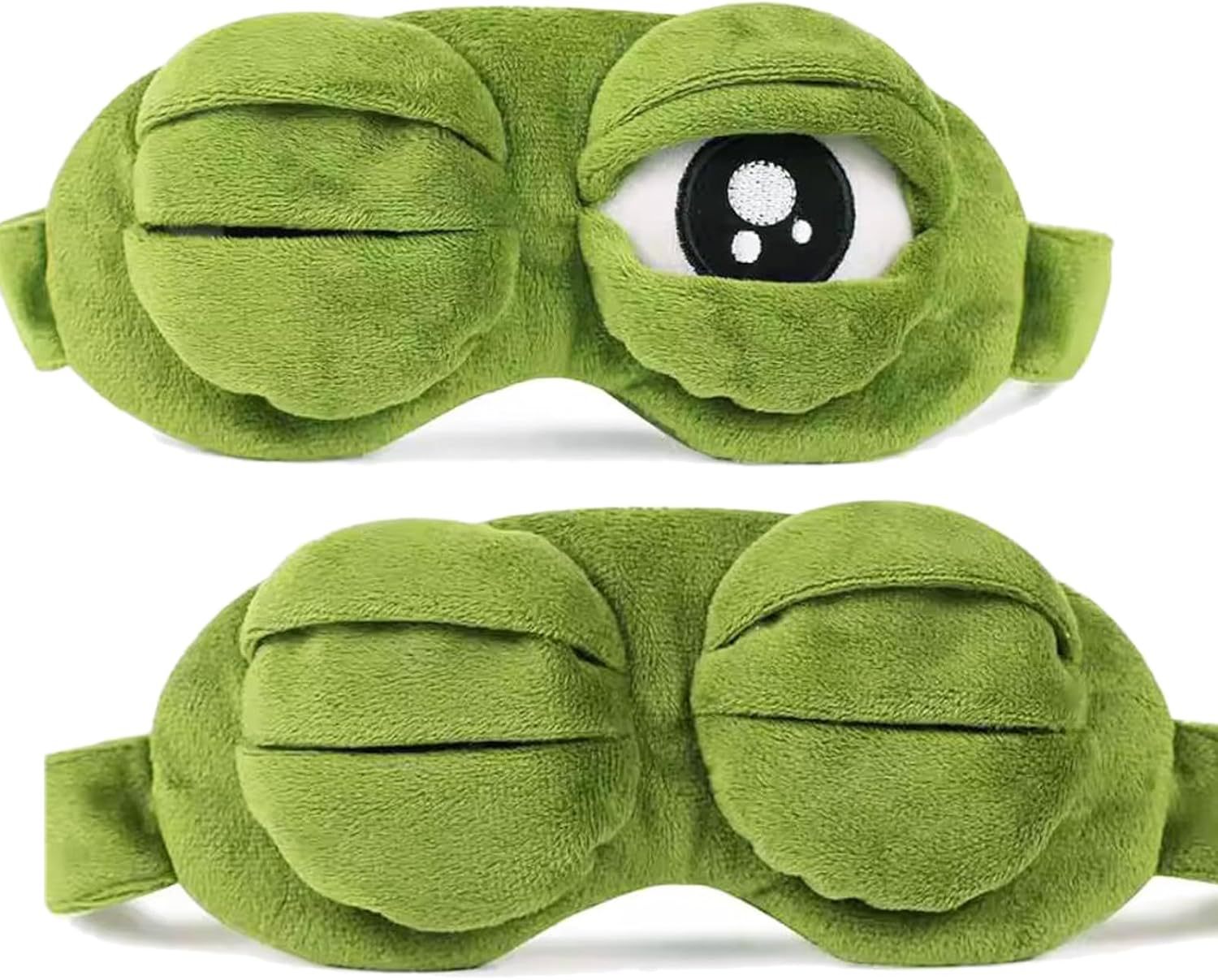 3D Sad Frog Sleep Mask Natural - Travel Accessories Eye Mask ulasan dan harga