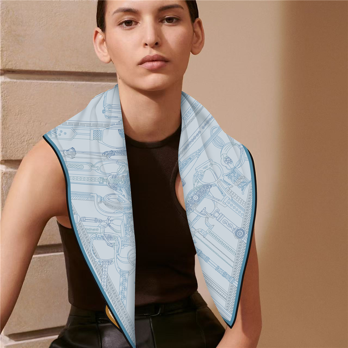 Two Sided Print Twill Scarf Wo - Travel Accessories For Women ulasan dan harga