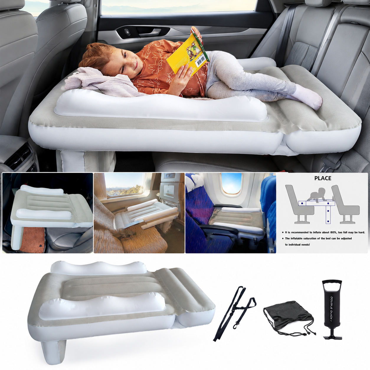 Inflatable Kids Car Travel Bed - Car Seat Travel Bag ulasan dan harga