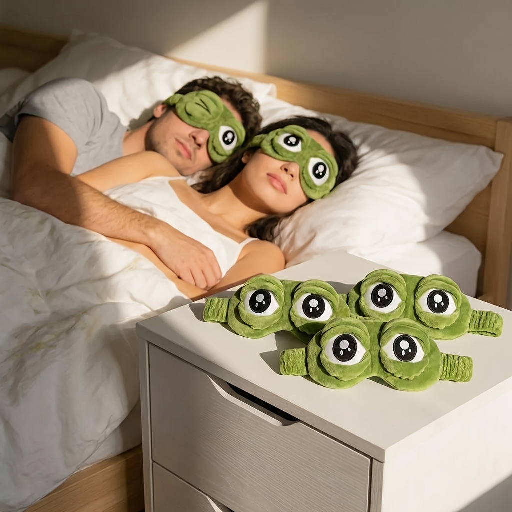 3D Sad Frog Sleep Mask Natural - Travel Accessories Eye Mask ulasan dan harga