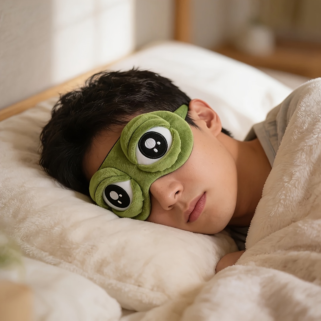3D Sad Frog Sleep Mask Natural - Travel Accessories Eye Mask ulasan dan harga