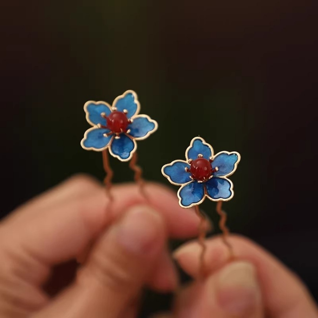 Blue Flower Ancient-Style Hanf - Travel Accessories Store ulasan dan harga