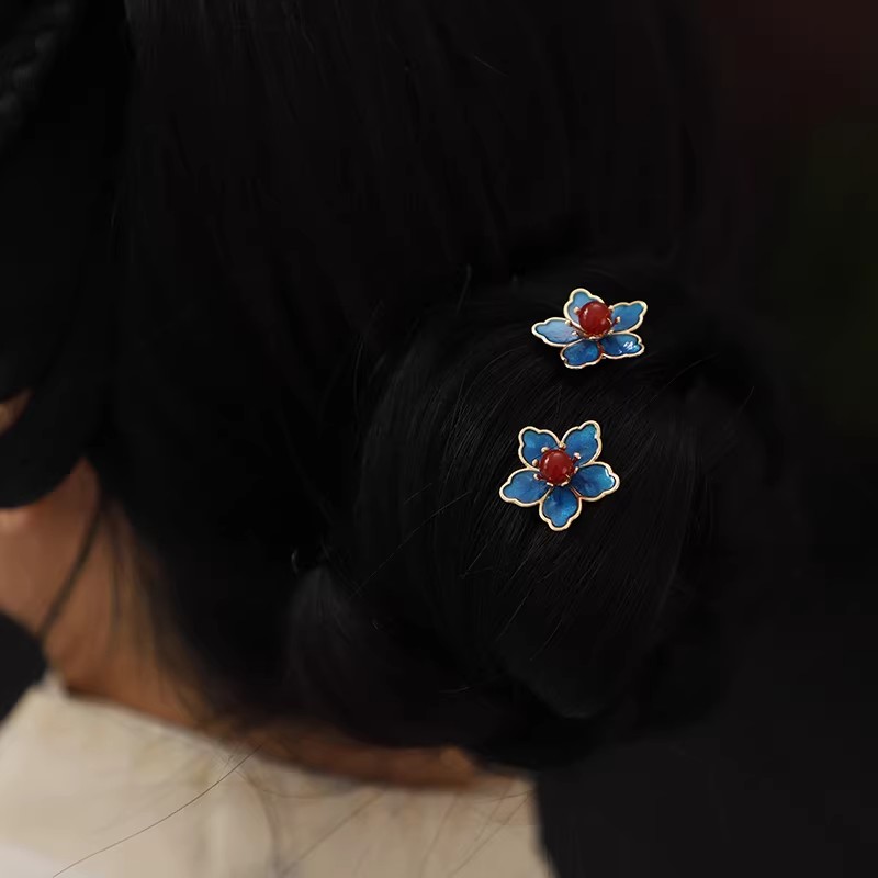 Blue Flower Ancient-Style Hanf - Travel Accessories Store ulasan dan harga