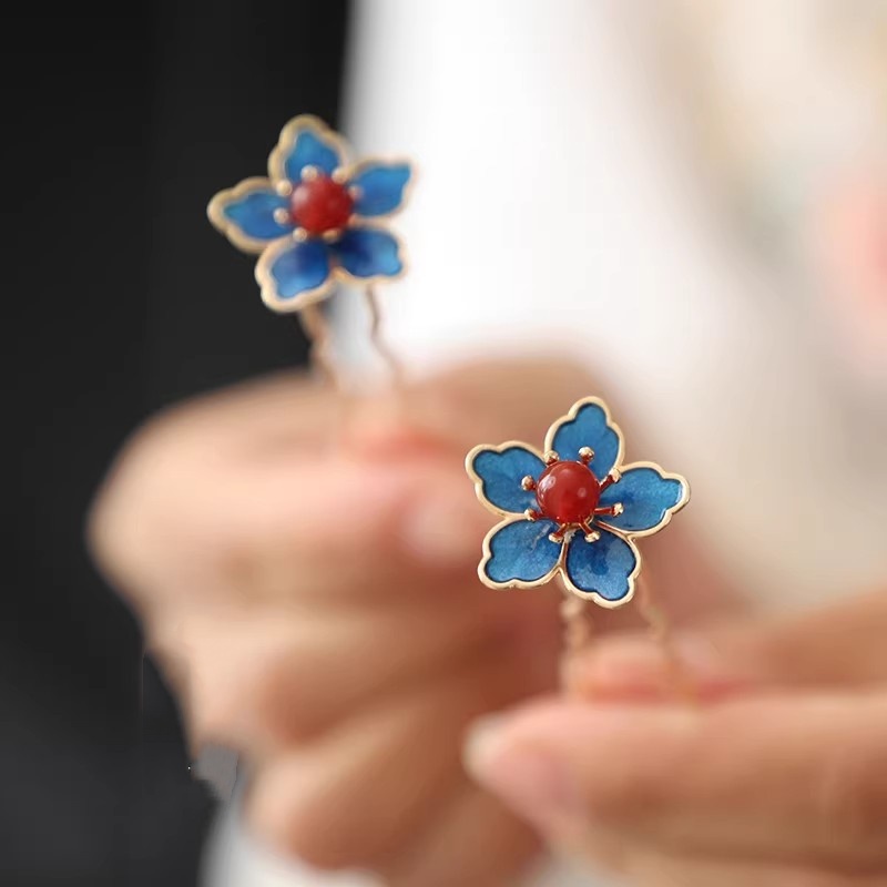 Blue Flower Ancient-Style Hanf - Travel Accessories Store ulasan dan harga