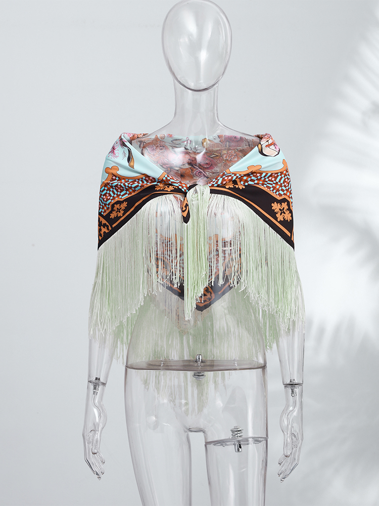 Vintage Printed Tassel Square  - Travel Accessories Store ulasan dan harga