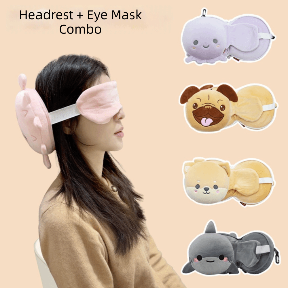 Cute 2 in 1 Neck Pillow Cartoo - Travel Accessories Eye Mask ulasan dan harga