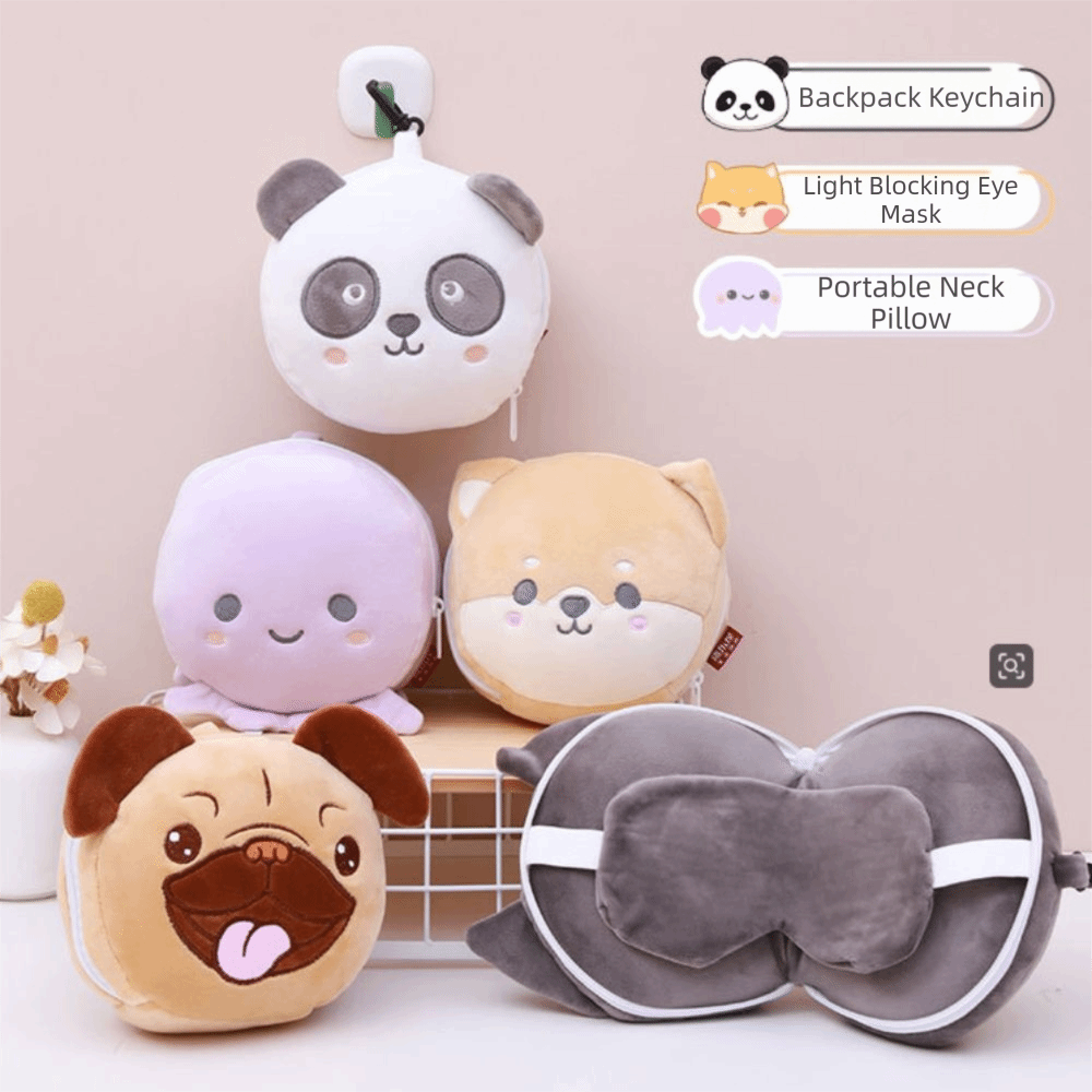 Cute 2 in 1 Neck Pillow Cartoo - Travel Accessories Eye Mask ulasan dan harga